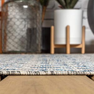 JONATHAN Y SMB108A-3 Ourika Moroccan Geometric Textured Weave Indoor Outdoor Area Rug, Bohemian, Rustic, Scandinavian Easy Cleaning,Bedroom,Kitchen,Backyard,Patio,Non Shedding, Light Gray/Navy, 3 X 5