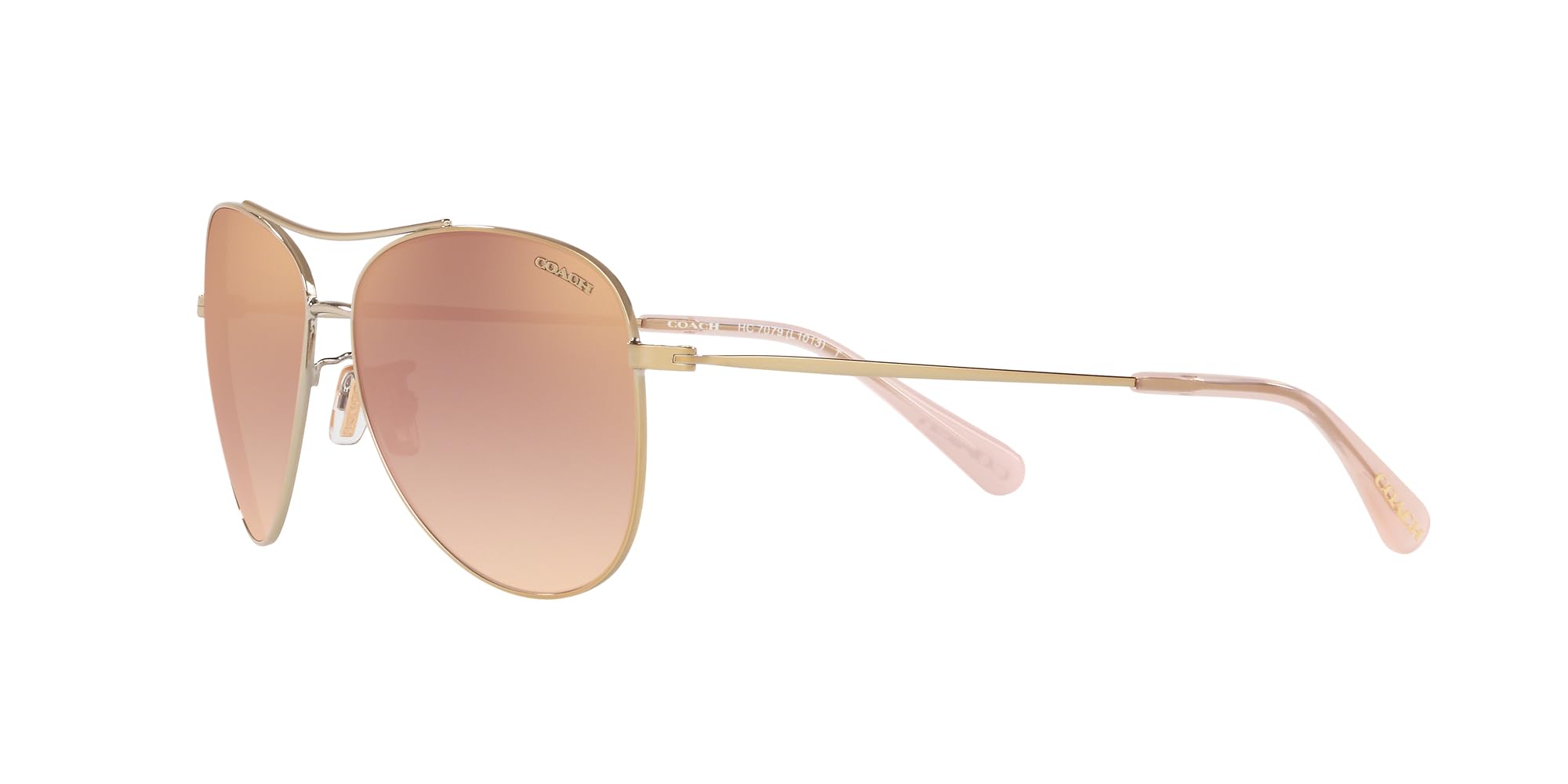 Coach HC7079 Sunglasses, Light Gold/Rose Gold Gradient Mirrored, 58 mm