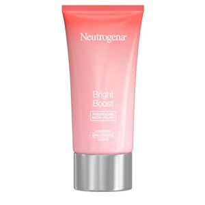 neutrogena bright boost resurfacing facial exfoliator with glycolic and mandelic ahas gentle skin resurfacing face cleanser for bright smooth skin, micro polish, 2.6 fl oz