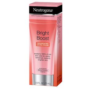 Neutrogena Bright Boost Resurfacing Facial Exfoliator with Glycolic and Mandelic AHAs Gentle Skin Resurfacing Face Cleanser for Bright Smooth Skin, Micro Polish, 2.6 Fl Oz