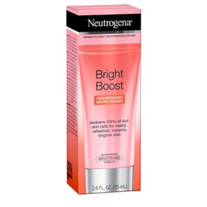 Neutrogena Bright Boost Resurfacing Facial Exfoliator with Glycolic and Mandelic AHAs Gentle Skin Resurfacing Face Cleanser for Bright Smooth Skin, Micro Polish, 2.6 Fl Oz