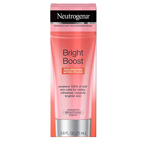 Neutrogena Bright Boost Resurfacing Facial Exfoliator with Glycolic and Mandelic AHAs Gentle Skin Resurfacing Face Cleanser for Bright Smooth Skin, Micro Polish, 2.6 Fl Oz