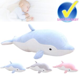 COSGOO Soft Dolphin Plush Hugging Pillow Cute Dolphin Stuffed Animal Plushies Dolphin Doll Toy Kids Stuffy Animie Dolphin Plush Toys for Birthday, Valentine, Christmas... (Blue)…