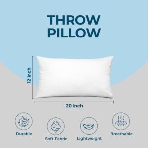 Utopia Bedding Throw Pillows (Set of 4, White), 12 x 20 Inches Pillows for Sofa, Bed and Couch Decorative Stuffer Pillows