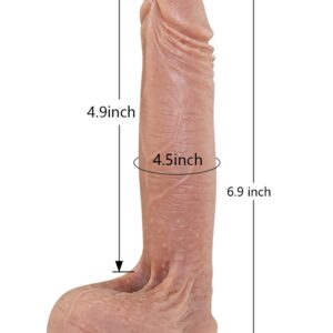 7 Inch Realistic Silicone Dildo for Beginner, Small Size Sex Toy-Ultra Soft Dildo Women with Strong Suction Cup, Lifelike Penis for Hands-Free, with Balls for Vaginal G-spot and Anal Play 4.9", Flesh