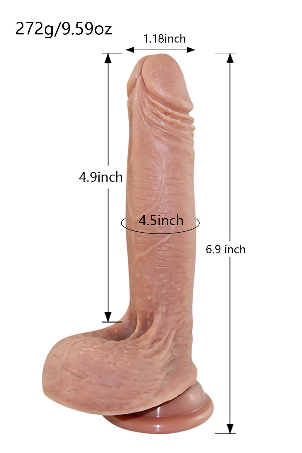 7 Inch Realistic Silicone Dildo for Beginner, Small Size Sex Toy-Ultra Soft Dildo Women with Strong Suction Cup, Lifelike Penis for Hands-Free, with Balls for Vaginal G-spot and Anal Play 4.9", Flesh