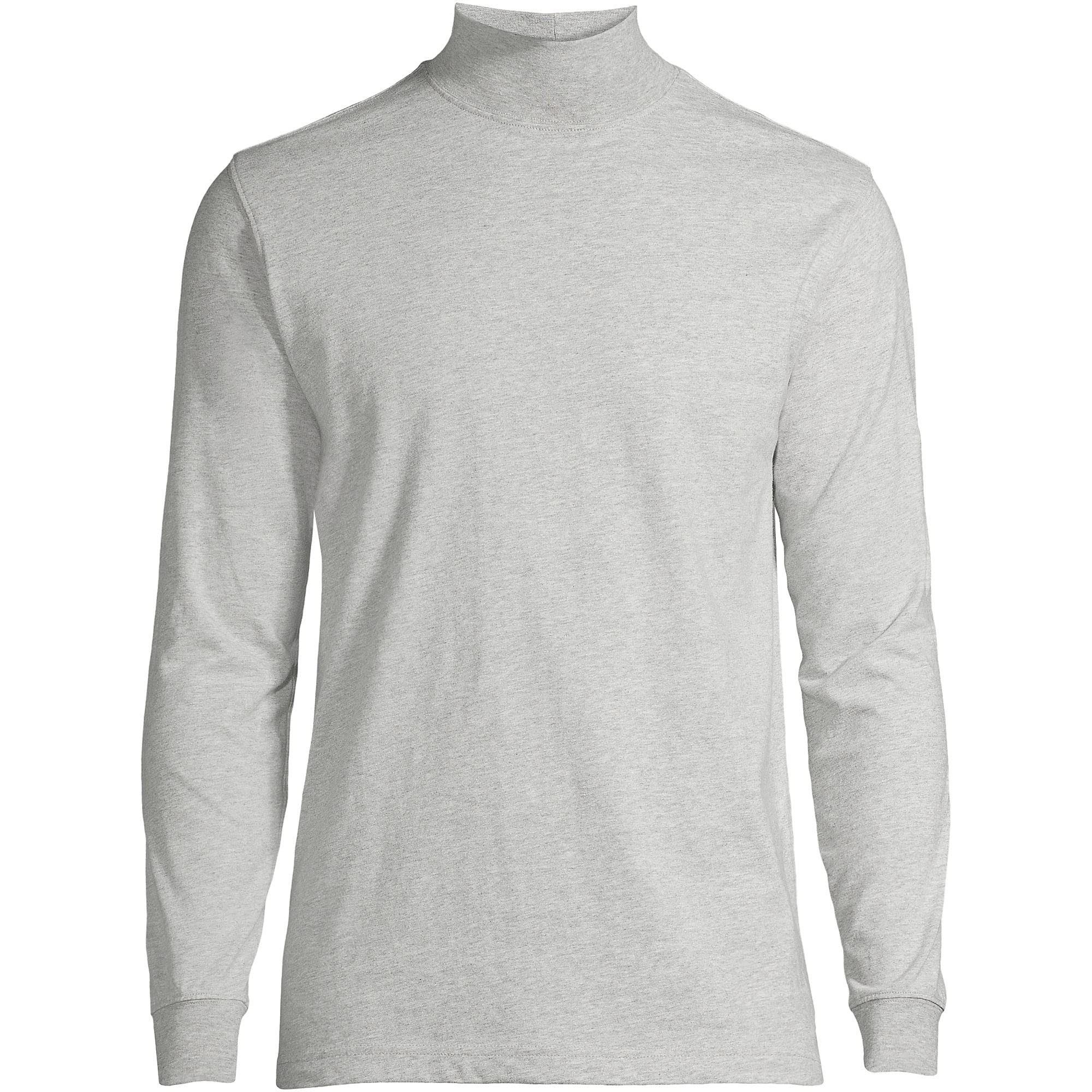 Lands' End Mens Long Sleeve Super-T Mockneck Gray Heather Regular Medium