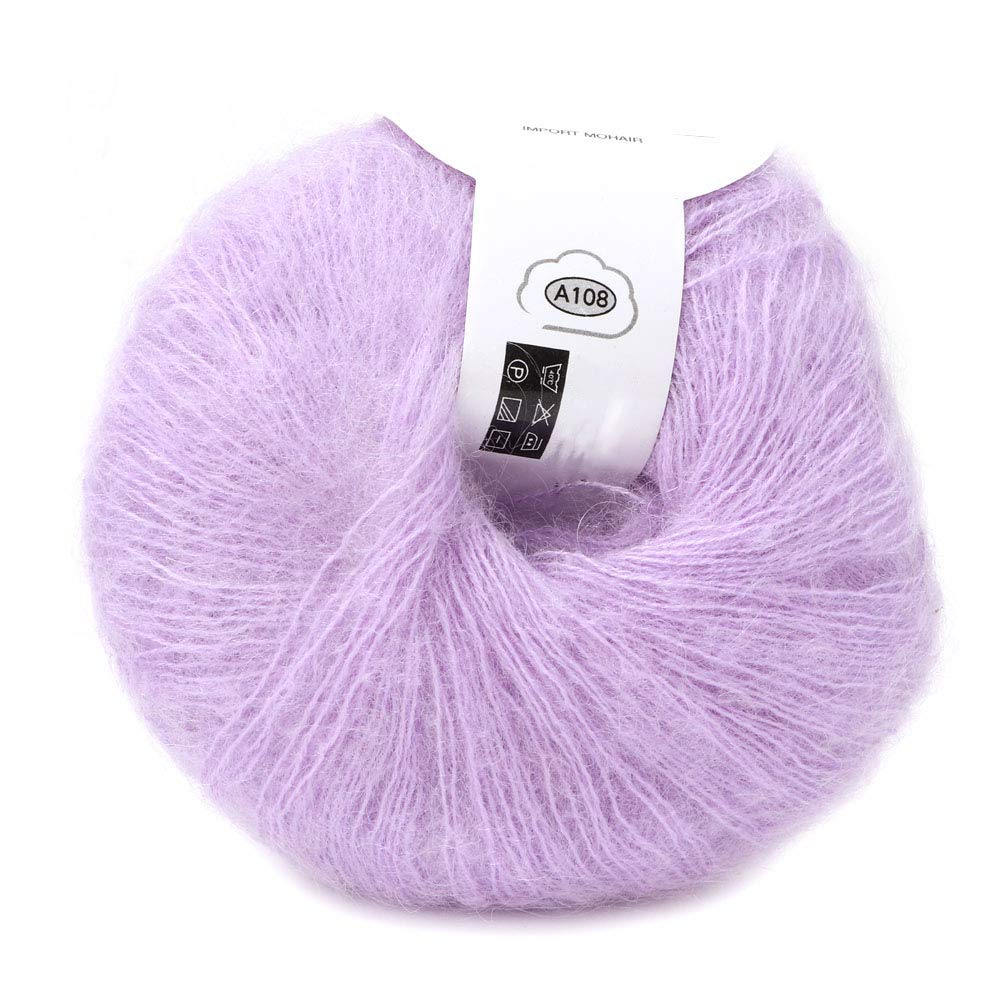 Popular Soft Mohair Knitting Angora Wool Yarn for DIY Knitting (with a Crochet)(violet)