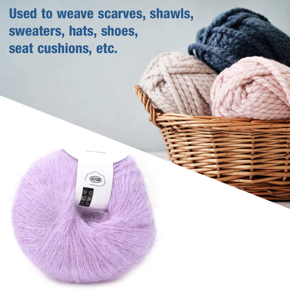 Popular Soft Mohair Knitting Angora Wool Yarn for DIY Knitting (with a Crochet)(violet)