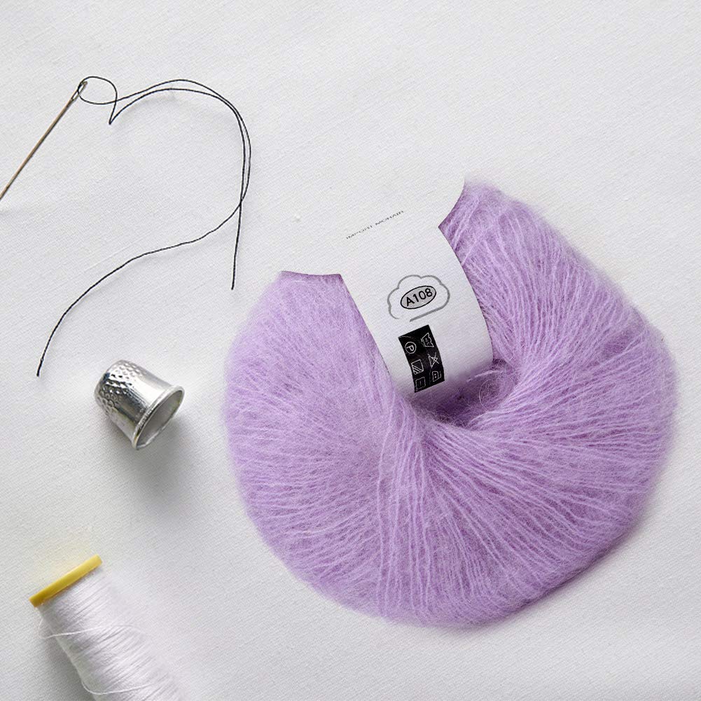 Popular Soft Mohair Knitting Angora Wool Yarn for DIY Knitting (with a Crochet)(violet)