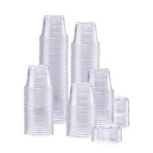 comfy package [200 sets - 1 oz.] plastic disposable portion cups with lids, souffle cups, jello cups