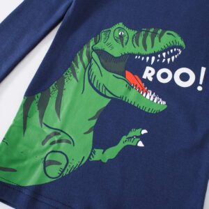 Dolphin&Fish Boys Pajamas 100% Cotton Kids Pjs Toddler Pjs Set Dinosaur Clothes Style-830 Size 6 Dark Blue