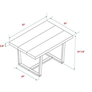 Walker Edison Andre Modern Solid Wood Dining Table, 52 Inch, Rustic Oak