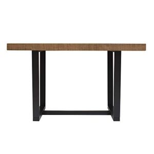 Walker Edison Andre Modern Solid Wood Dining Table, 52 Inch, Rustic Oak