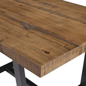 Walker Edison Andre Modern Solid Wood Dining Table, 52 Inch, Rustic Oak