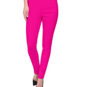 Hybrid & Company Super Comfy Stretch with Full Elastic Waist Pull On Hot Pink Millennium Twill Pant KP44972 Neon Pink S