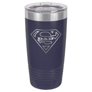 super dad-b navy 20 oz drink tumbler with straw | laser engraved travel mug | compare to yeti rambler | gift idea dad for father's day & birthday | onlygifts.com