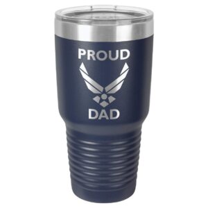 proud air force dad navy 30 oz drink tumbler with straw and slide top lid | laser engraved travel mug | compare to yeti rambler | gift idea dad for father's day & birthday