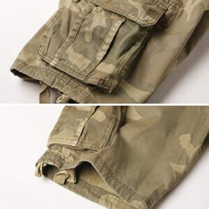 AKARMY Men's Casual Multi Pocket Outdoor Camouflage Shorts Twill Camo Cargo Shorts 8066 C34 Retro Camo(No Belt) 34