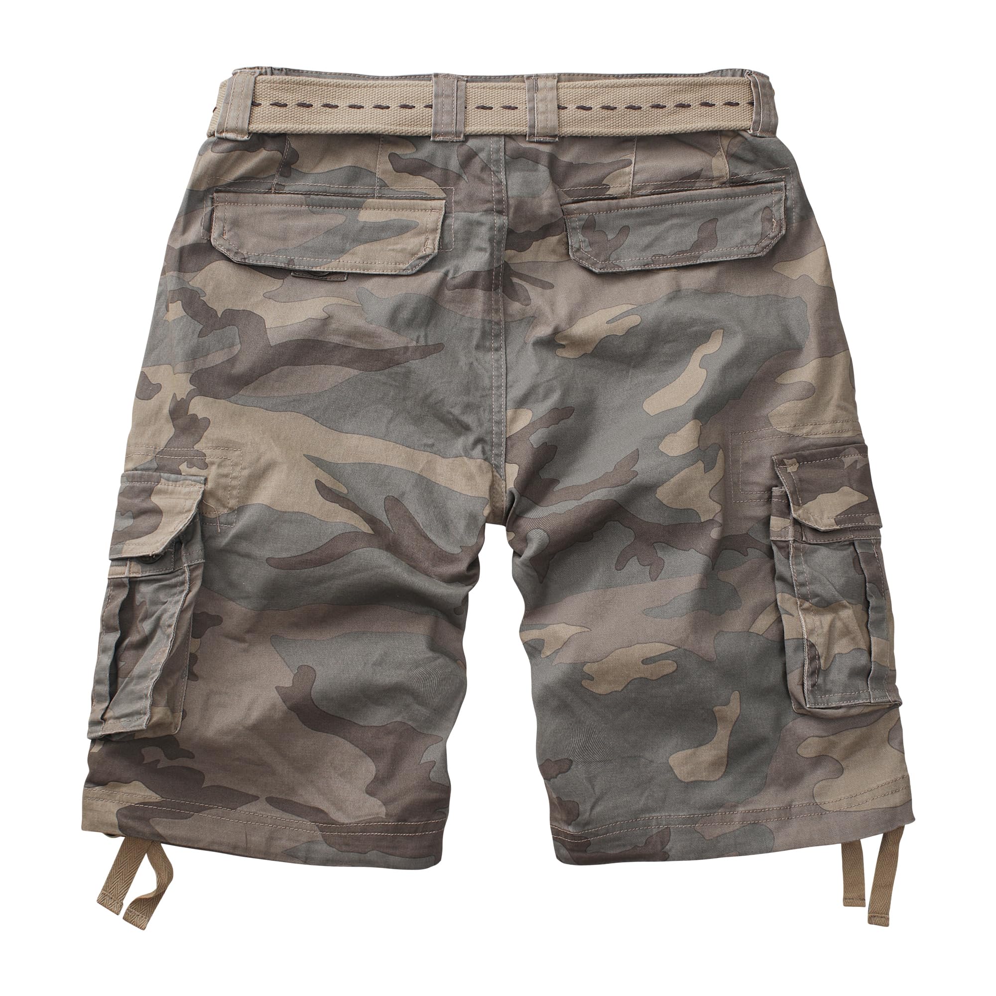 AKARMY Men's Casual Multi Pocket Outdoor Camouflage Shorts Twill Camo Cargo Shorts 8066 C34 Retro Camo(No Belt) 34