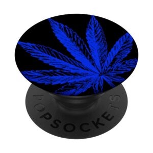 Blue Weed Leaf Marijuana Cannabis Hemp CBD Oil Cannabidiol PopSockets PopGrip: Swappable Grip for Phones & Tablets