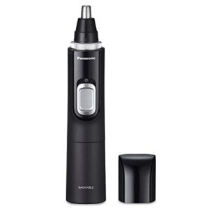 panasonic ear and nose hair trimmer for men with vacuum cleaning system, powerful motor and dual-edge blades for smoother cutting, wet/dry – er-gn70-k (black)