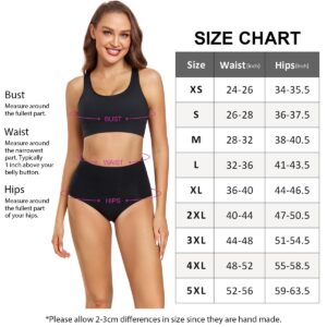 wirarpa Women's Cotton Underwear High Waist Briefs Full Coverage Post Partum Panties Plus Size 5 Pack Multicolored 3X-Large