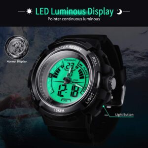 TEKMAGIC 10ATM Waterproof Digital Scuba Diving Watch 100m Underwater for Swimming and Running with Stopwatch and Luminous LCD Display Built-in