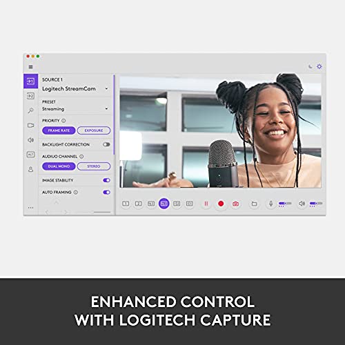 Logitech for Creators StreamCam Webcam for Streaming and Content Creation, Full HD 1080p 60 fps, Premium Glass Lens, Smart Auto-Focus, for PC/Mac - White