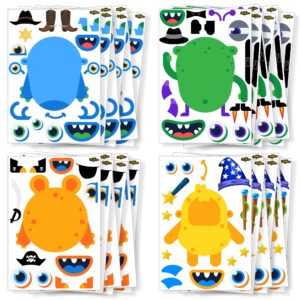 PartyNow Monster Stickers | 24-Pack Make Your Own Stickers | Monster Face Stickers for Kids | Fun DIY Set Stickers Sheets with Changeable Monster Faces | Cute Party Favors for Kids