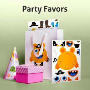 PartyNow Monster Stickers | 24-Pack Make Your Own Stickers | Monster Face Stickers for Kids | Fun DIY Set Stickers Sheets with Changeable Monster Faces | Cute Party Favors for Kids