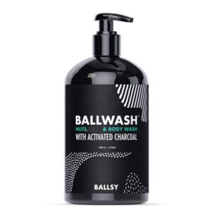 ballsy ballwash charcoal body wash for men - moisturizing men’s bodywash with coconut oil – soap for men & great for your most intimate areas, 16 oz with pump