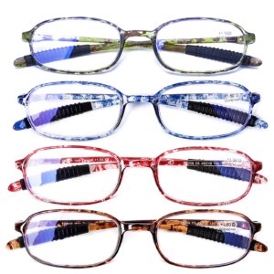 aqwano 4 pack computer reading glasses blue light blocking lightweight tr90 flexible frame uv protection readers for women men +1.75