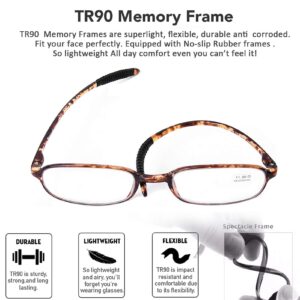 AQWANO 4 Pack Computer Reading Glasses Blue Light Blocking Lightweight TR90 Flexible Frame UV Protection Readers for Women Men +1.75