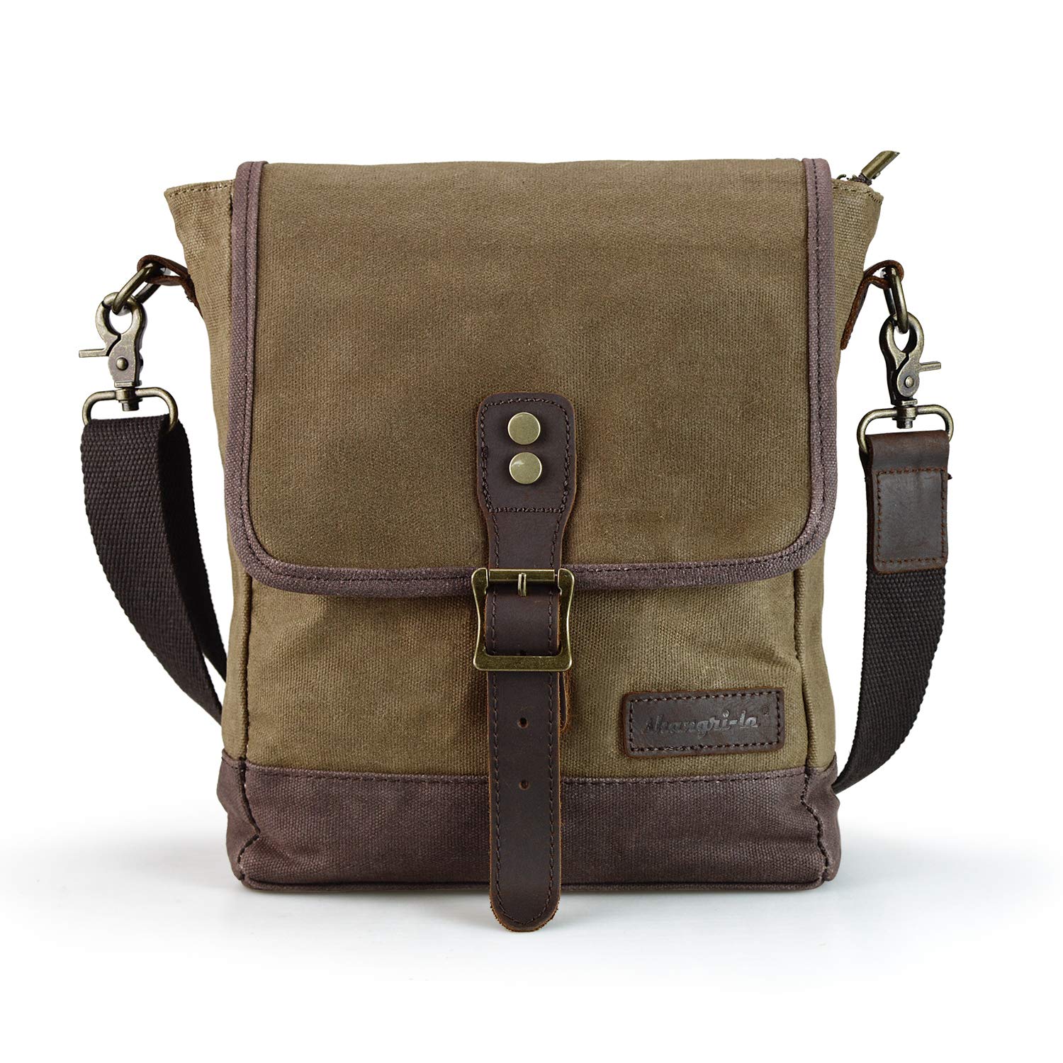 SHANGRI-LA Small Messenger Bag for Men and Women Waxed Canvas Purse Waterproof Crossbody Shoulder Satchel Bag Sling Pack - Brown