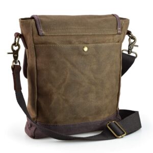 SHANGRI-LA Small Messenger Bag for Men and Women Waxed Canvas Purse Waterproof Crossbody Shoulder Satchel Bag Sling Pack - Brown