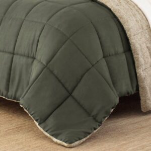 Eddie Bauer - King Comforter Set, Reversible Sherpa Bedding with Matching Shams, Cozy & Warm Home Decor (Sherwood Green, King)