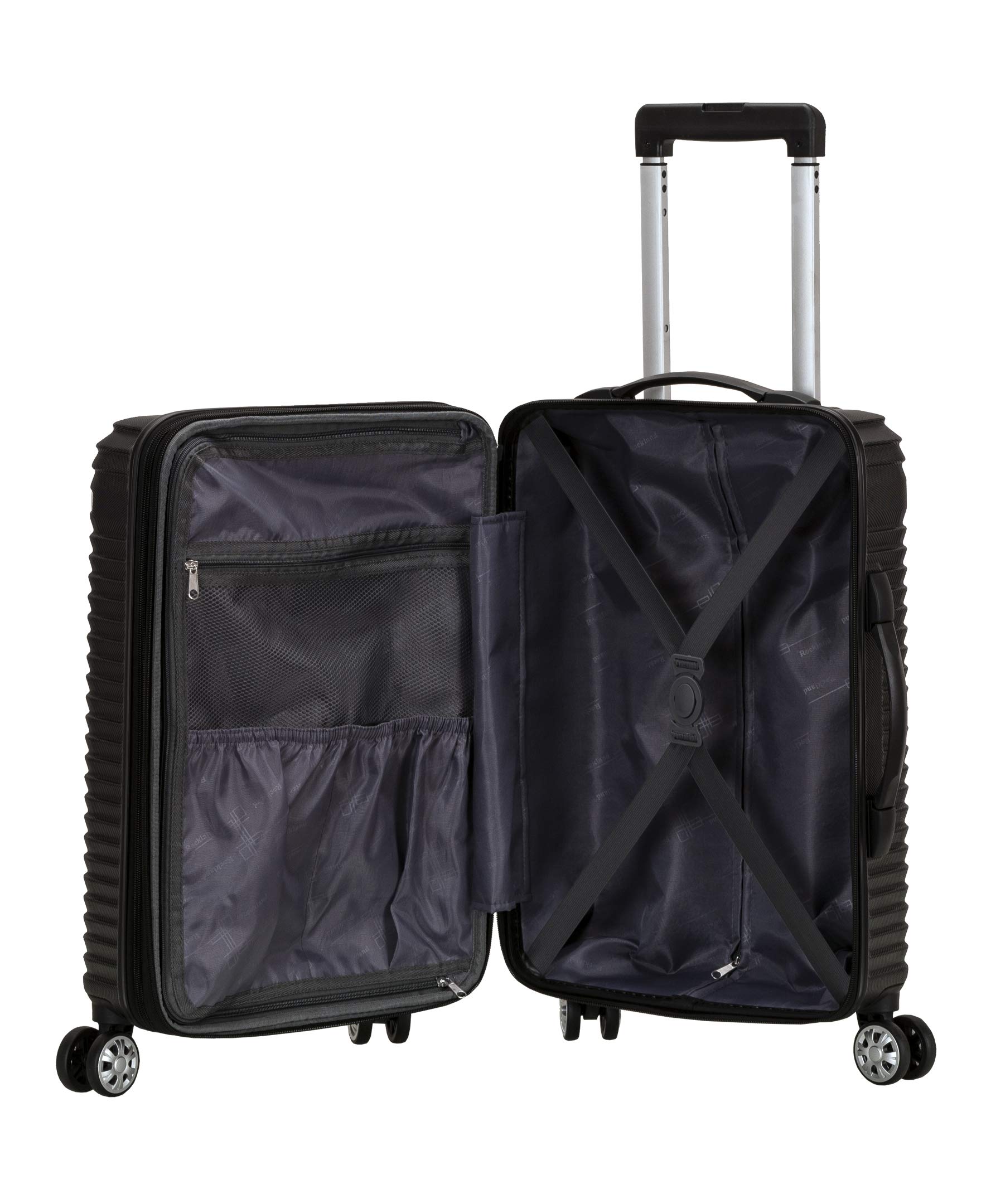 Rockland Star Trail Hardside Spinner Wheel Luggage, Black, Carry-On 20-Inch