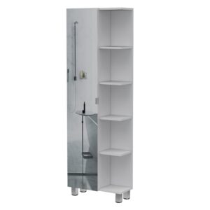 tuhome urano mirror linen cabinet, four interior shelves, five external shelves -white