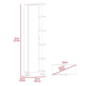 Tuhome Urano Mirror Linen Cabinet, Four Interior Shelves, Five External Shelves -White