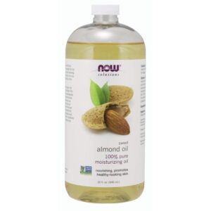 now solutions, sweet almond oil, 100% pure moisturizing oil, promotes healthy-looking skin, unscented oil, 32-ounce