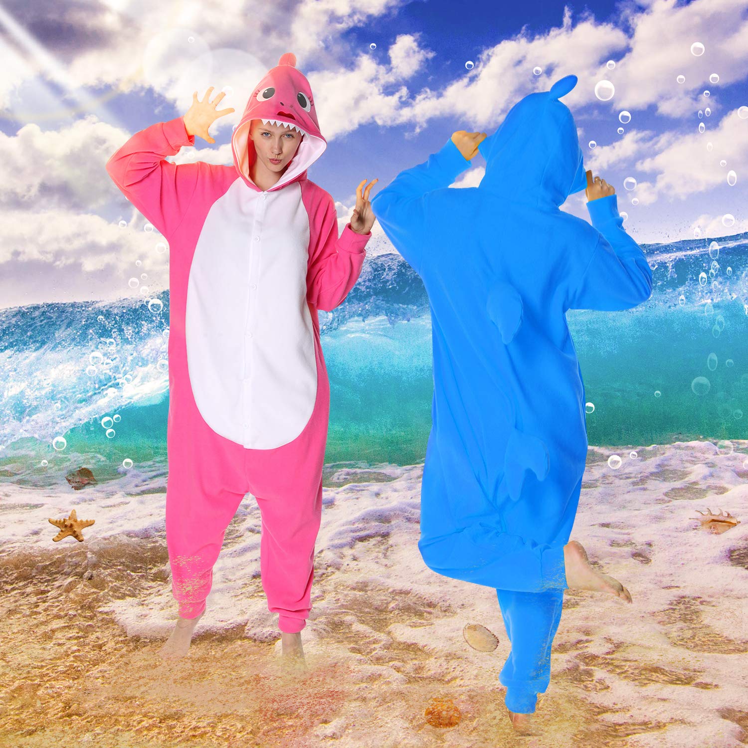 Markest Onesie Unisex Adult Pajamas Animal Blue Shark Cosplay Costume Sleepwear,M