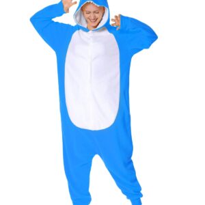 Markest Onesie Unisex Adult Pajamas Animal Blue Shark Cosplay Costume Sleepwear,M