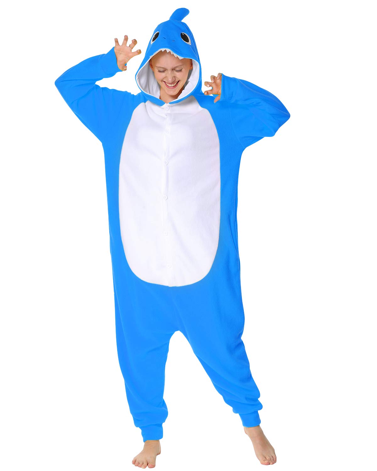 Markest Onesie Unisex Adult Pajamas Animal Blue Shark Cosplay Costume Sleepwear,M