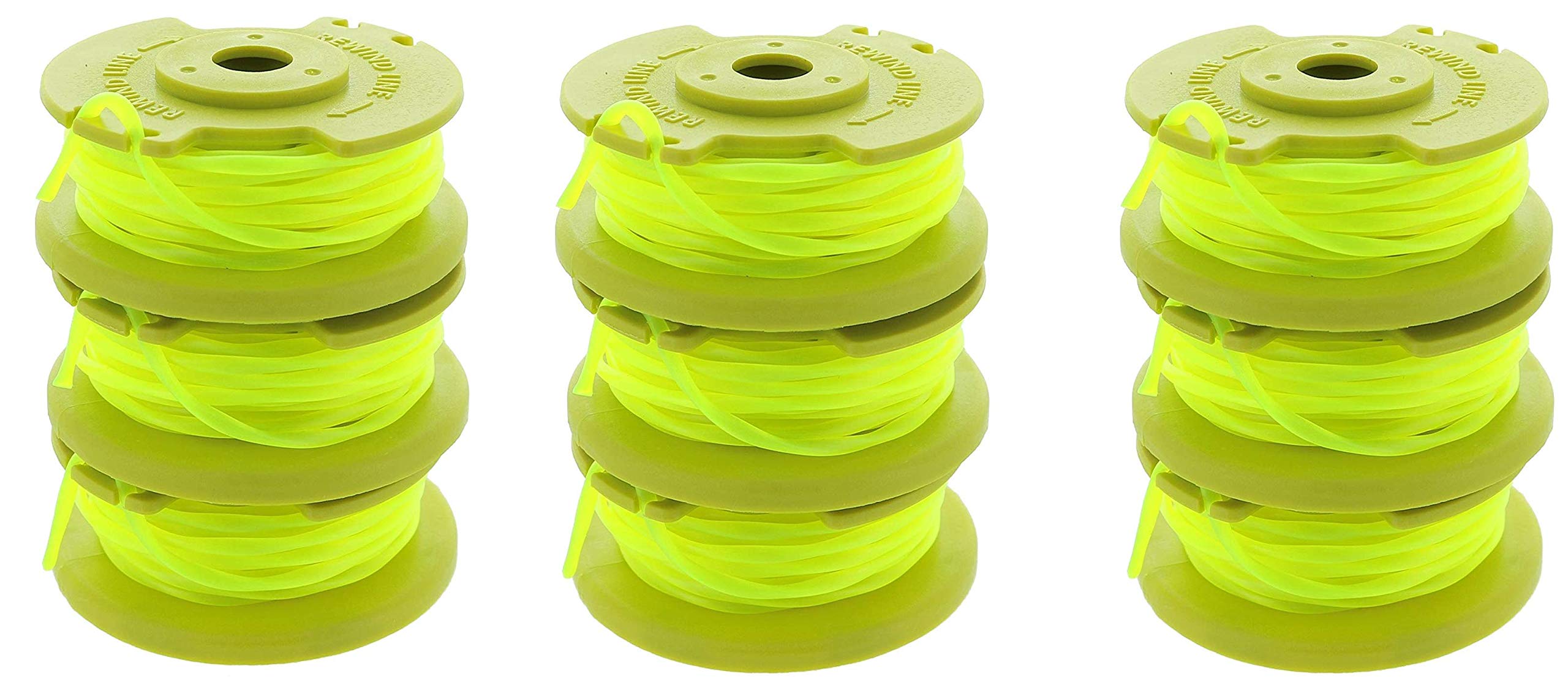 Ryobi One PLUS+ AC80RL3 OEM .080 Inch Twisted Line and Spool Replacement for Ryobi 18v, 24v, and 40v Cordless Trimmers (Pack of 9)