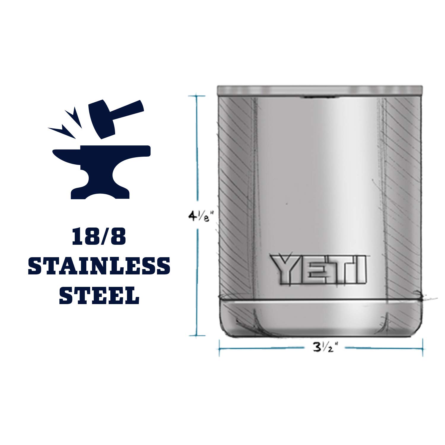 YETI Rambler 10 oz Lowball, Vacuum Insulated, Stainless Steel with Standard Lid, Charcoal