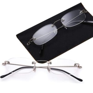 Viseng 2 Pairs Unisex Super Lightweight Rimless Quality Readers Ultra Thin Clear Lenses Frameless Reading Glasses +1.5