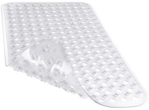 yimobra original bath tub and shower mat 27.5 x 15.5 inches, non-slip with drain holes, suction cups, machine washable, phthalate free, no latex, no bpa, clear