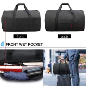 Garment Bags Convertible Suit Travel Bag with Shoes Compartment Waterproof Large Carry on Duffel Bags Garment Weekender Bag for Men Women Black