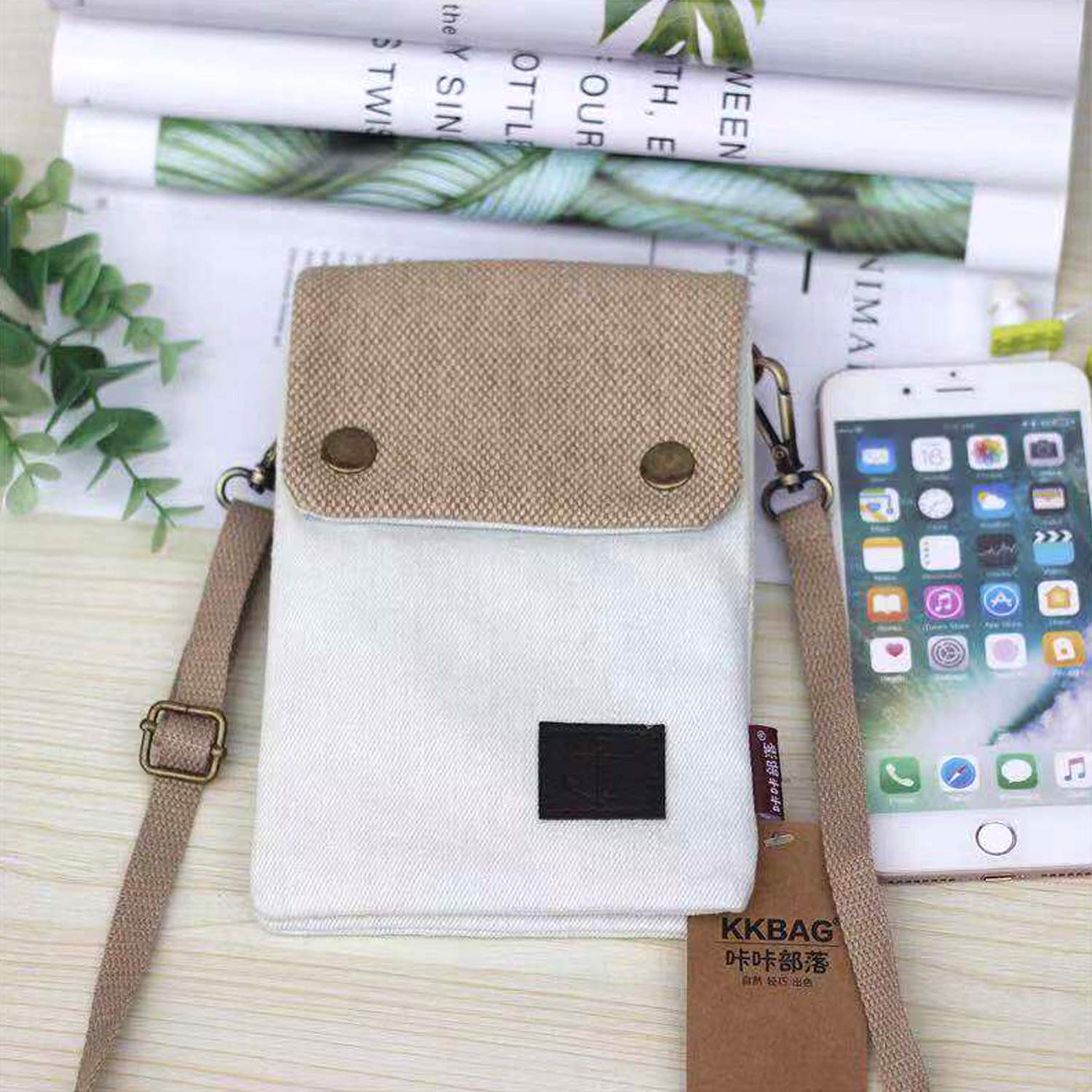 Gcepls Canvas Small Cute Crossbody Women Cell Phone Purse Wallet Bag (Milk White)